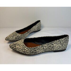 MIA Kandace Suede Pointy Toe Women Size 7 White/Black Vegan Ballet Flats Casual